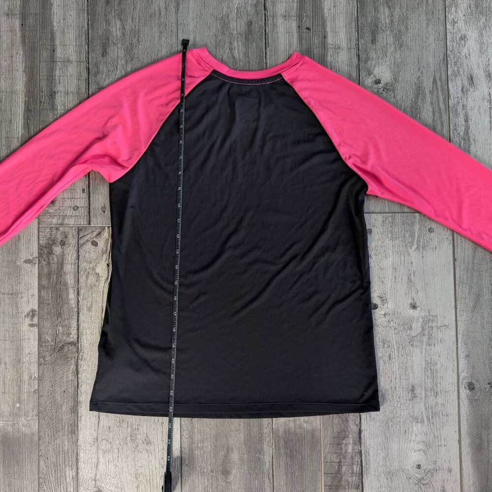 Hurley, Long Sleeve Scuba Shirt, Black and Hot Pink Heart Logo, Sz L 14/16 - Picture 6 of 8